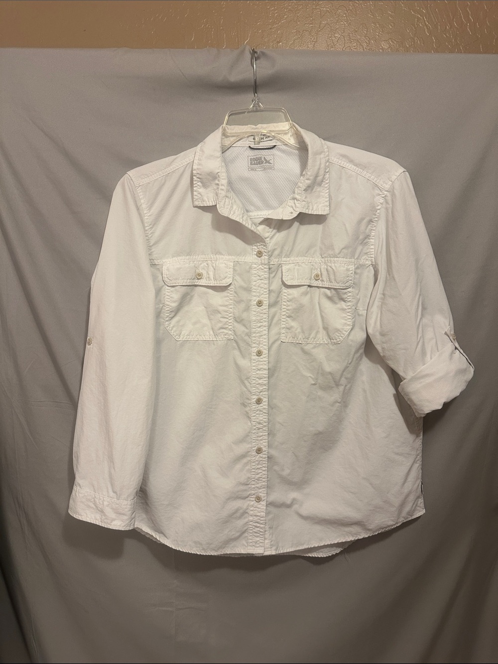Eddie Bauer White Lightweight Button-Down SPF protection shirt